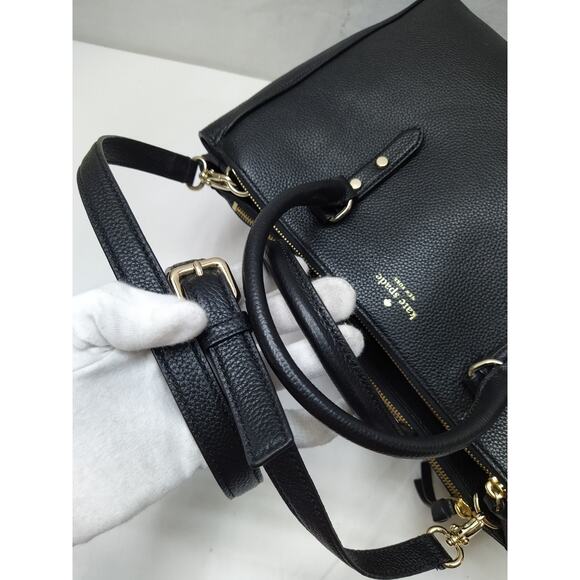 Kate Spade New York Black Leather Carryall Double Handles Satchel Bag - Picture 5 of 16